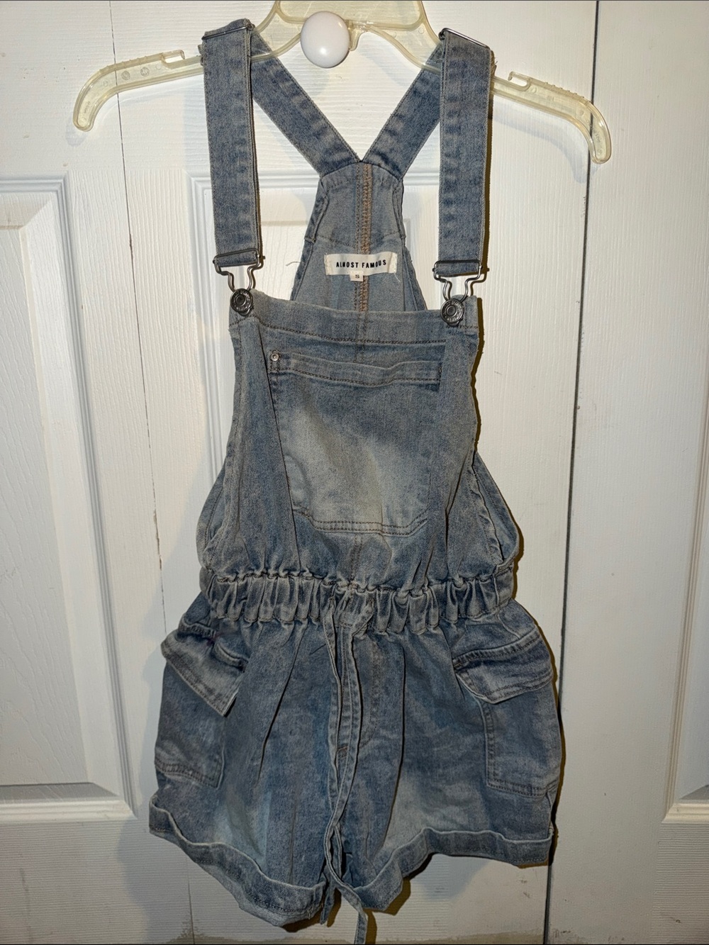 Light Wash Denim Overall Shorts